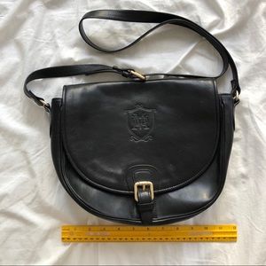 Massimo Dutti black genuine leather crossbody bag